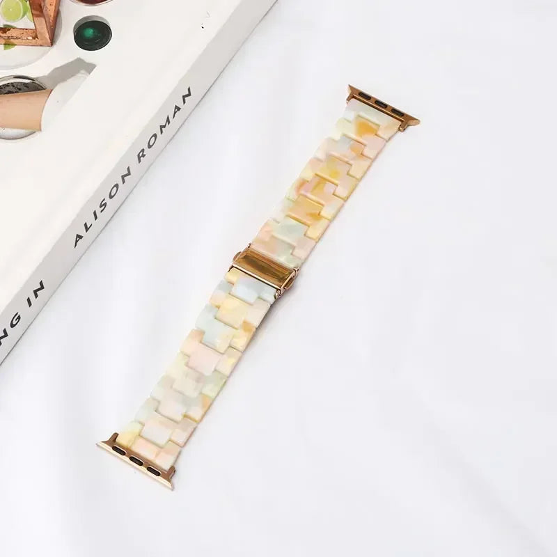 Wymienny pasek z żywicy do Apple Watch w kolorze żółto-białym