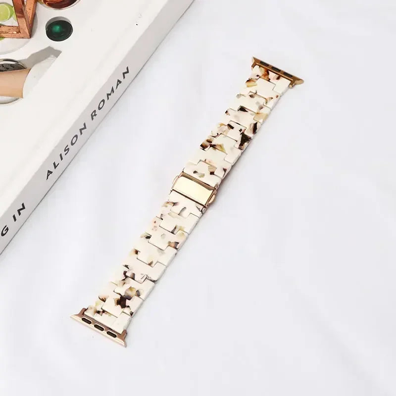 Wymienny pasek z żywicy do Apple Watch w kolorze biało-brązowym