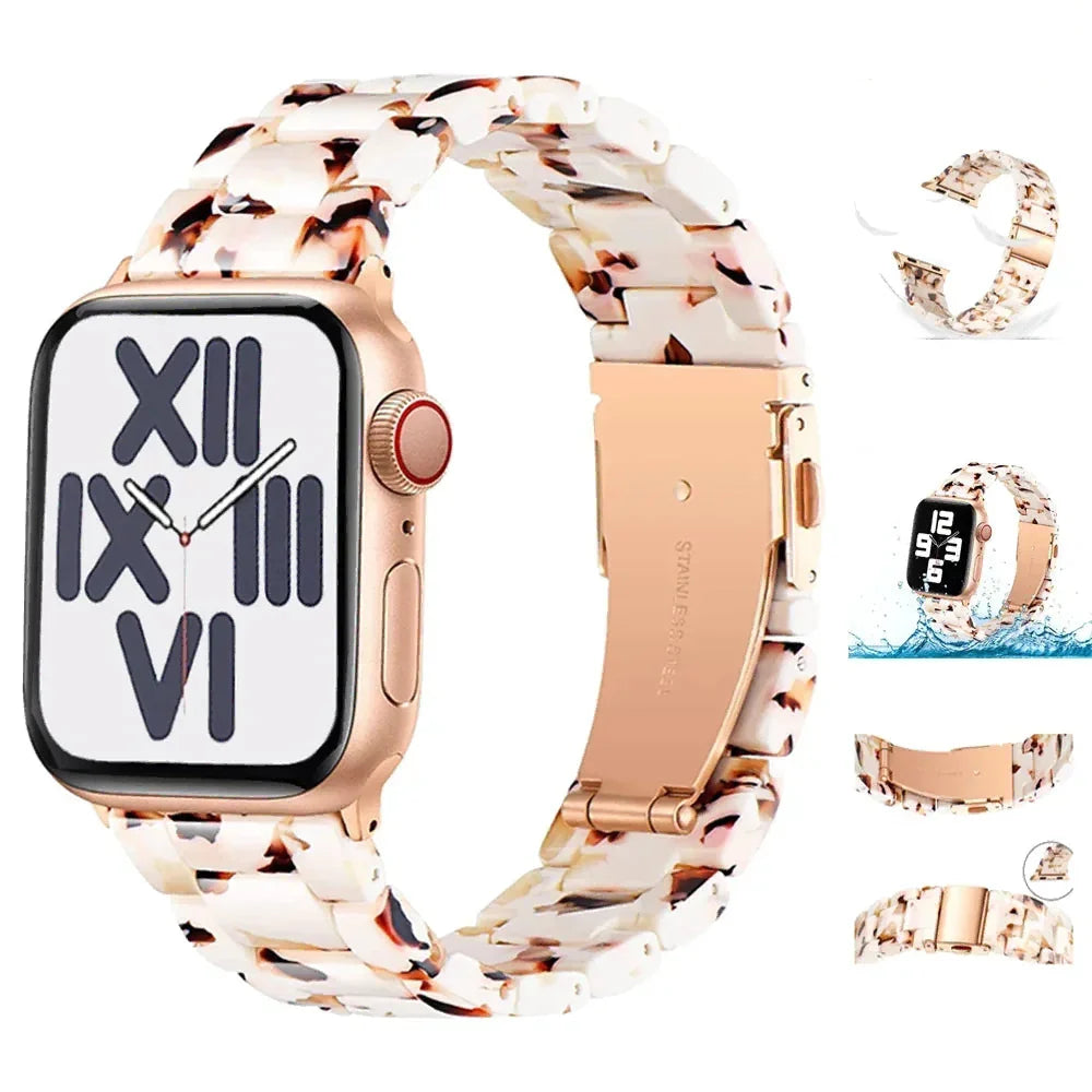 Wymienny pasek z żywicy do Apple Watch w kolorze biało-brązowym