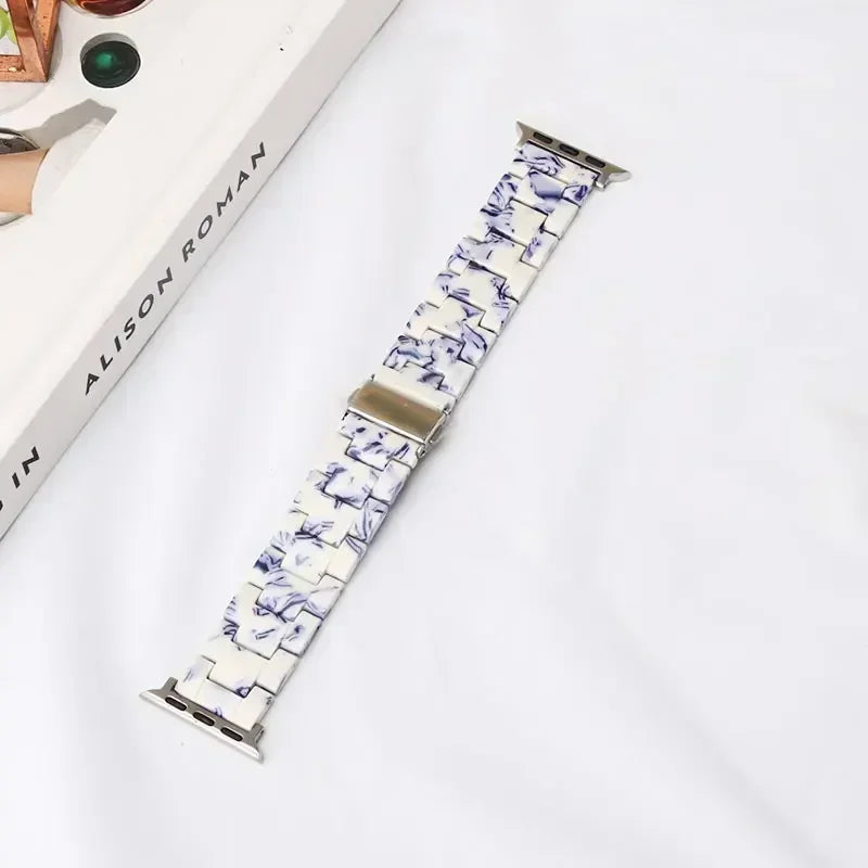 Wymienny pasek z żywicy do Apple Watch w kolorze biało-niebieskim