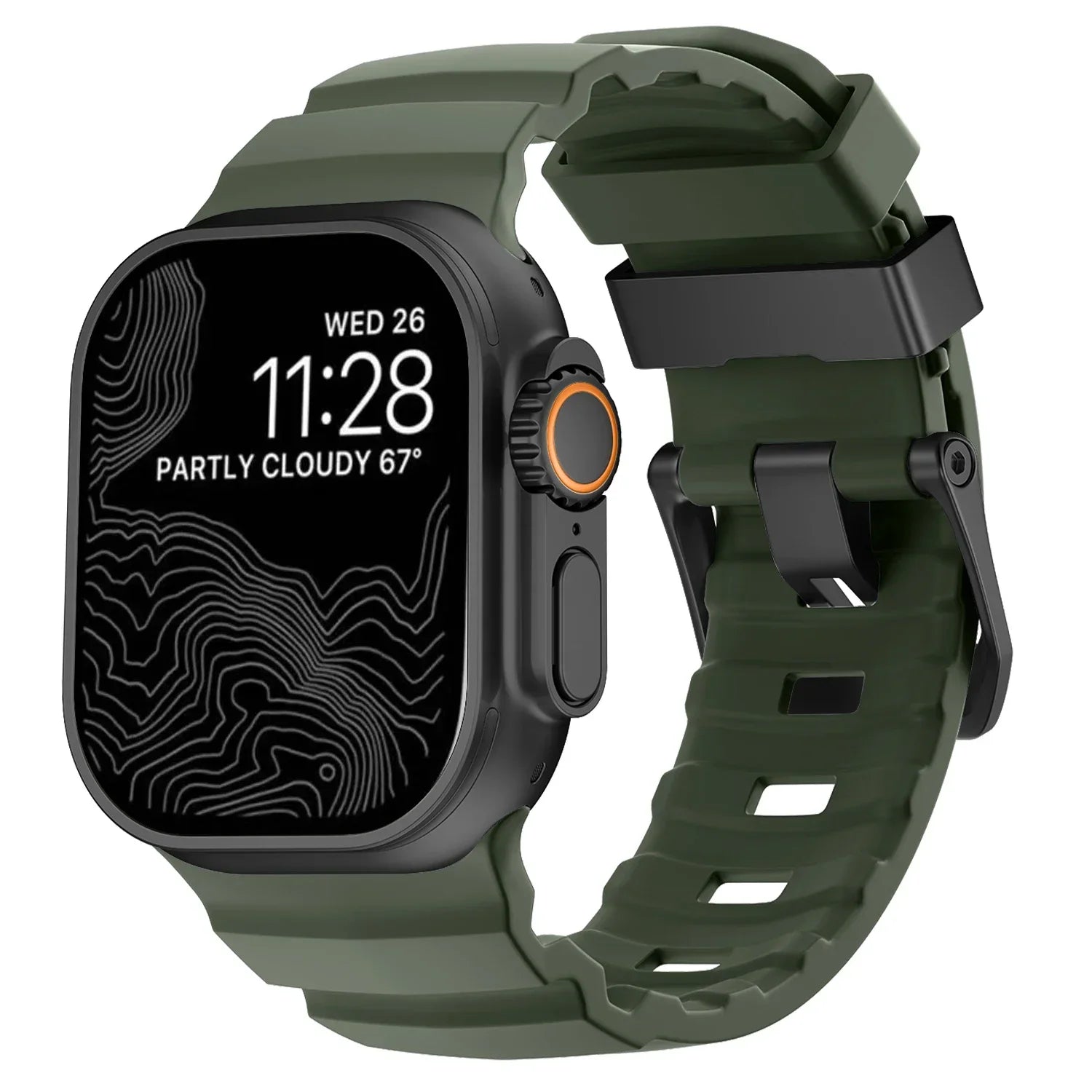 Gruby silikonowy pasek zamienny do Apple Watch zielono-czarny