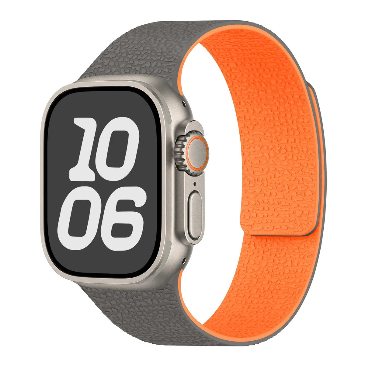Wymienny magnetyczny pasek silikonowy do Apple Watch w kolorze szaro-pomarańczowym
