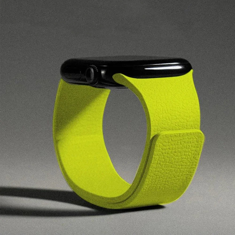 Wymienny magnetyczny pasek silikonowy do Apple Watch w kolorze fluorescencyjnie żółtym