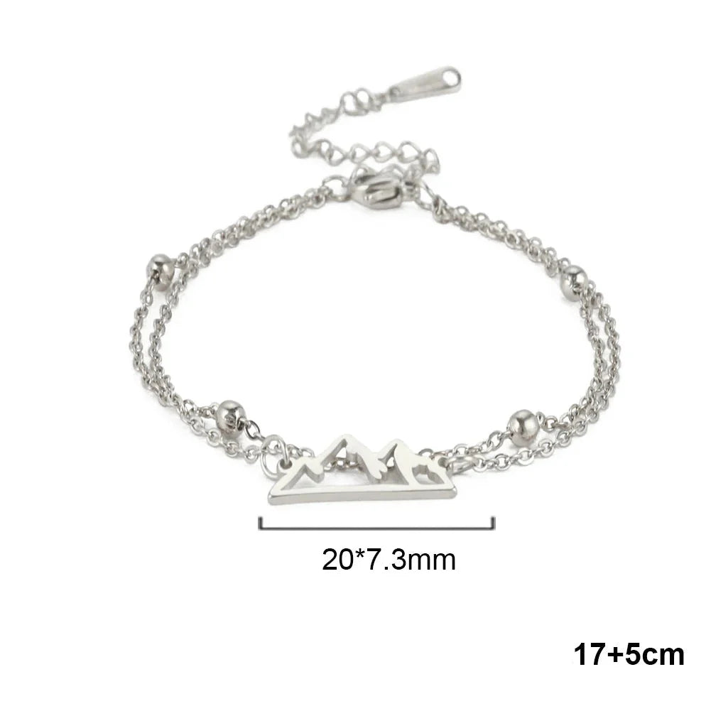 Bracelet Double avec Pendentif Montagne
