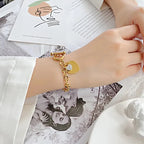 Bransoletka Podwójne Serce Łańcuszek damski złoto