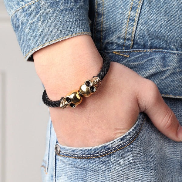 Bransoletka Podwójna Głowa Śmierci 