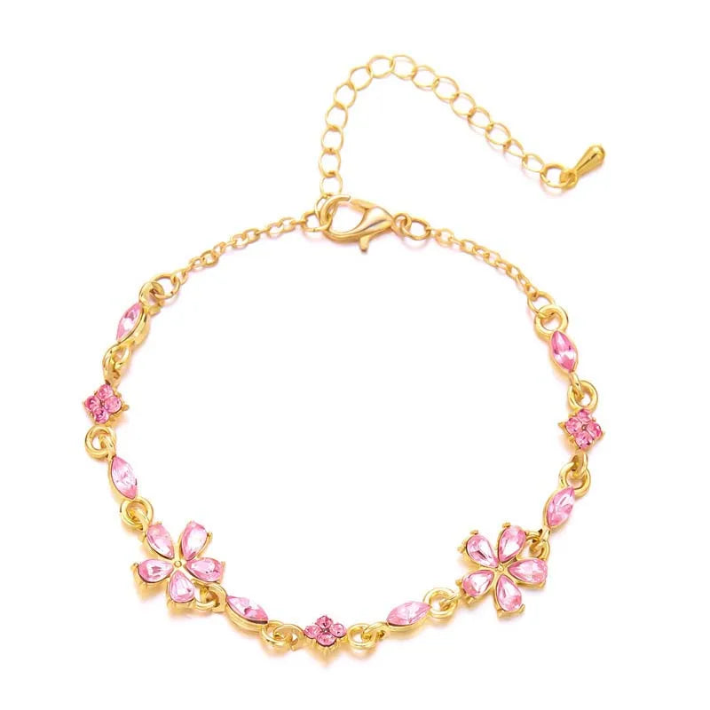 Bracelet Elégant avec Fleurs rose