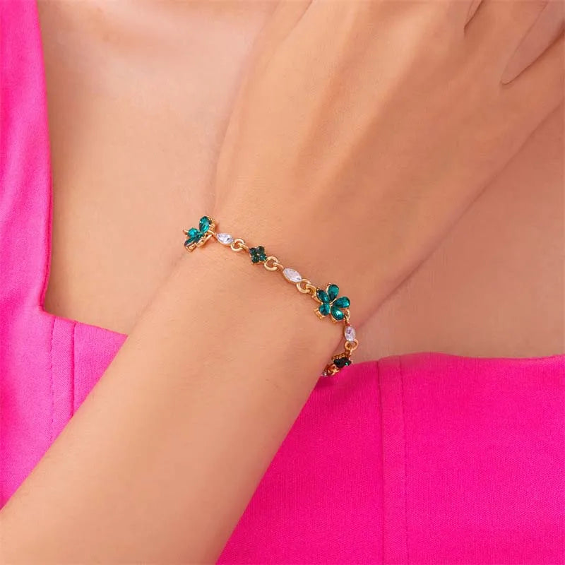 Bracelet Elégant avec Fleurs vert