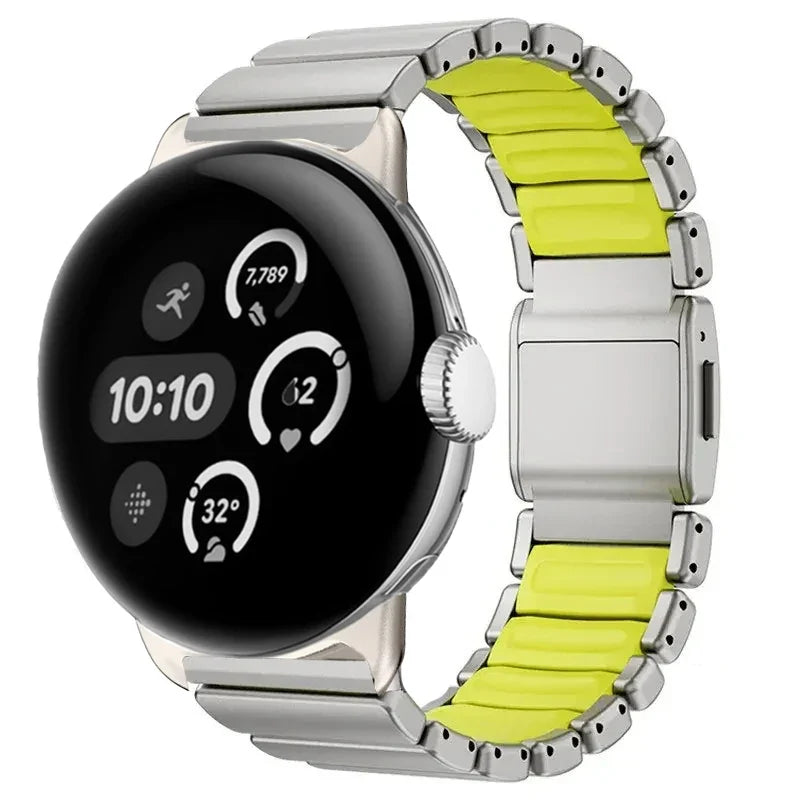 Bransoleta ze stali nierdzewnej do Google Pixel Watch 3, 4, 45mm szaro-zielona jabłkowa