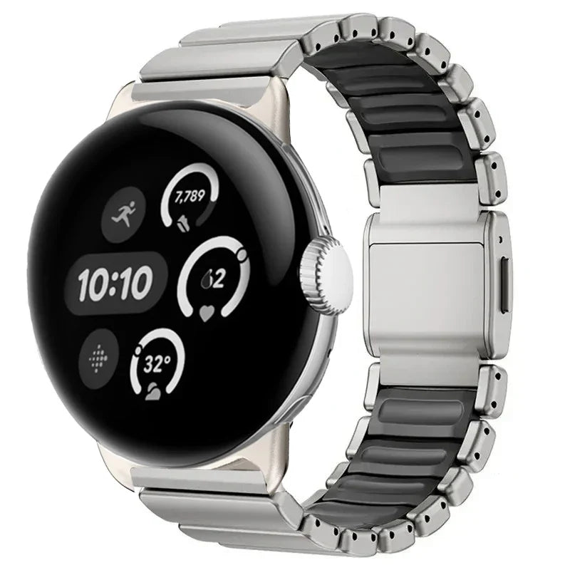 Bransoleta ze stali nierdzewnej do Google Pixel Watch 3, 4, 45mm  srebrno-czarna