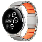 Bransoleta ze stali nierdzewnej do Google Pixel Watch 3, 4, 45mm srebrno-pomarańczowa