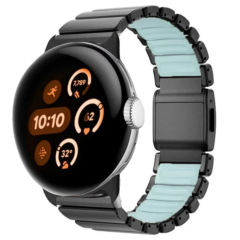 Bransoleta ze stali nierdzewnej do Google Pixel Watch 3, 4, 45mm  czarno-niebieska
