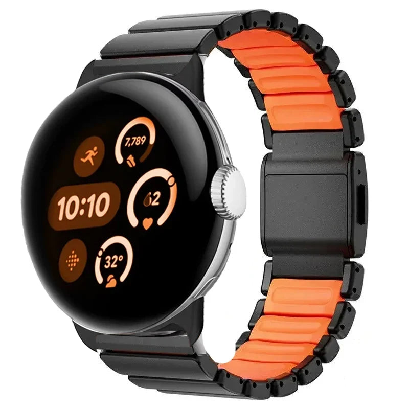 Bransoleta ze stali nierdzewnej do Google Pixel Watch 3, 4, 45mm czarno-pomarańczowa
