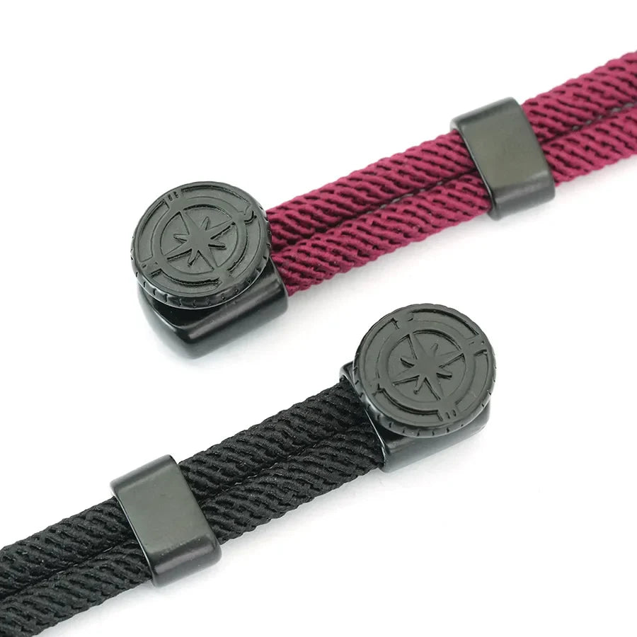 Bracelet en Corde avec Boussole Noire Rose des Vents