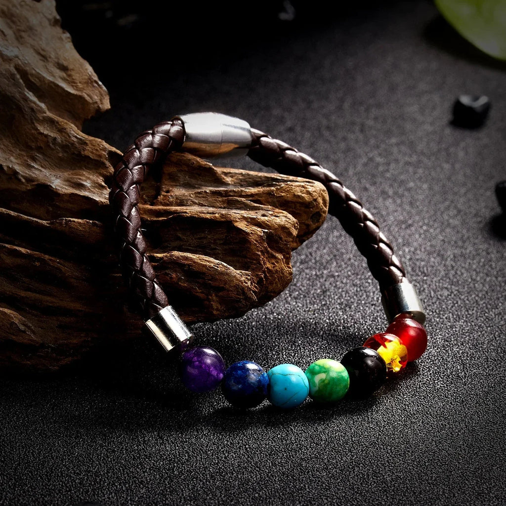 Bracelet en Corde et Pierres 7 Chakras