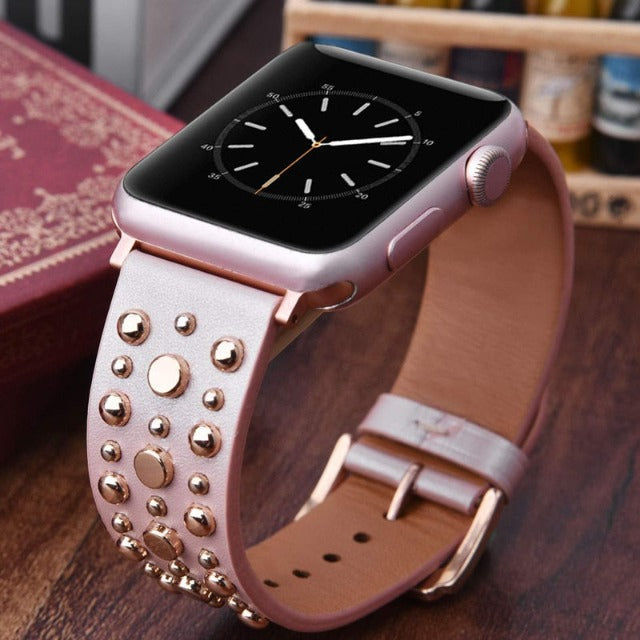 Skórzana bransoletka z nitami do Apple Watch