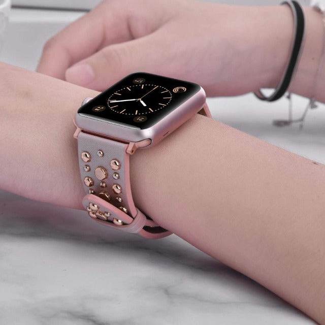 Skórzana bransoletka z nitami do Apple Watch 