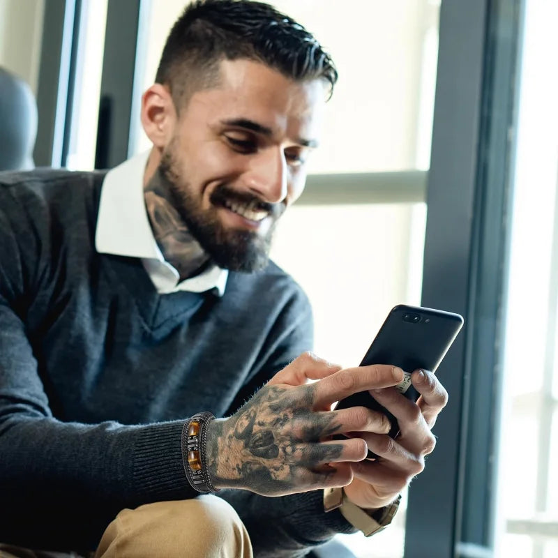 Bransoletka ze skóry i kamieni oko tygrysa