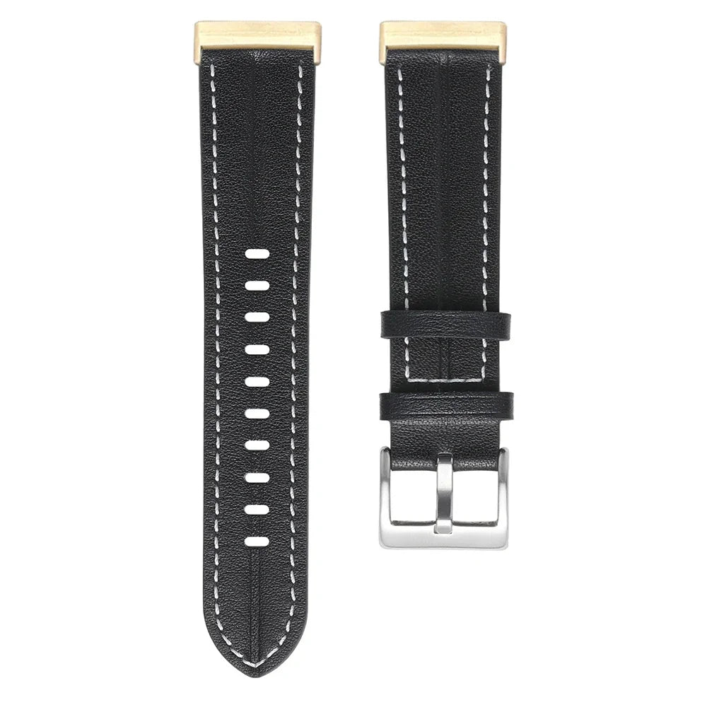Skórzany pasek do zegarka Fitbit Versa 3, Versa 4, Sense 1 i Sense 2 czarny