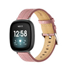 Skórzany pasek do zegarka Fitbit Versa 3, Versa 4, Sense 1 i Sense 2 różowy