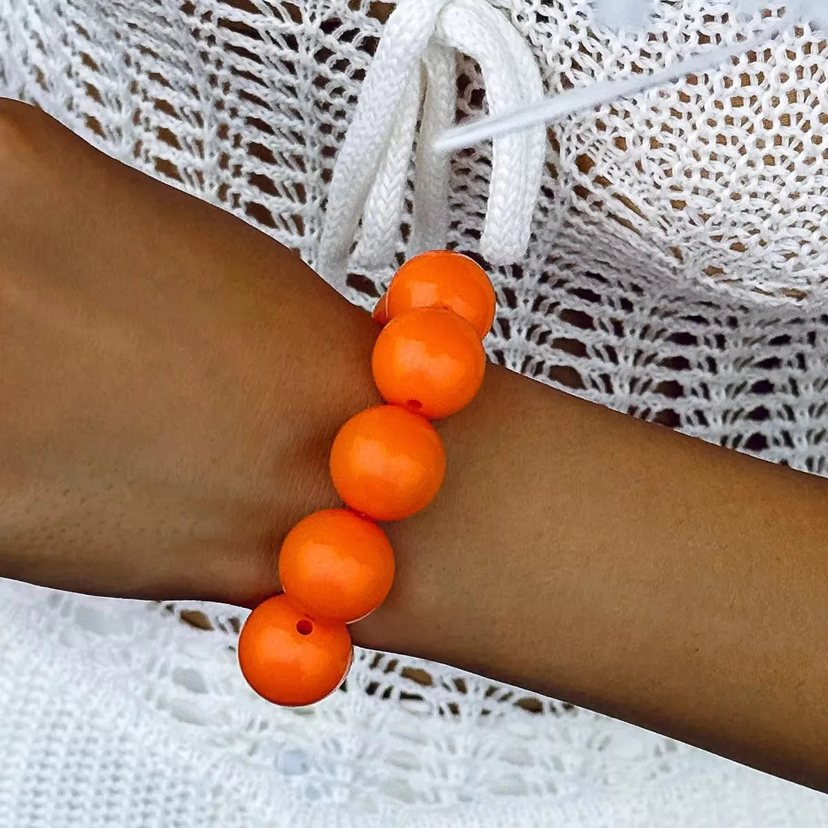 Bracelet en Perles de Couleurs pour Femme orange
