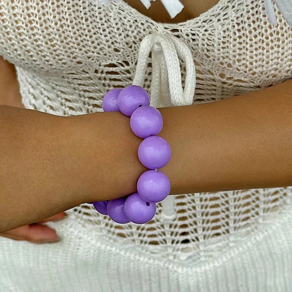 Bracelet en Perles de Couleurs pour Femme violet