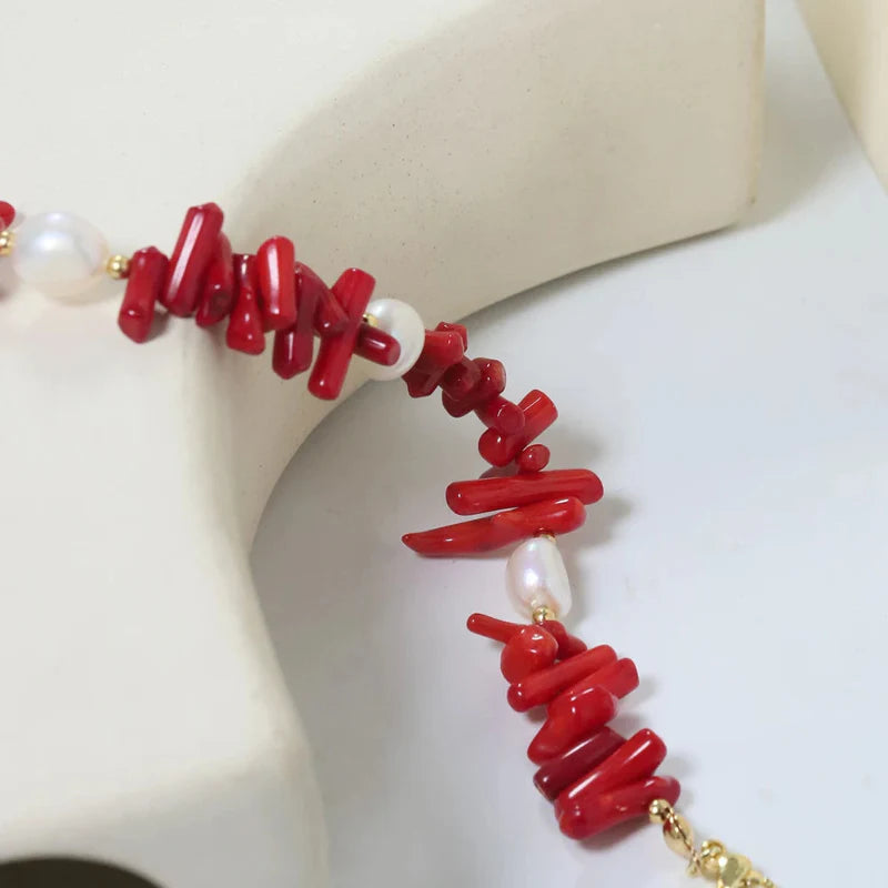 Bracelet en Pierre Corail et Perles