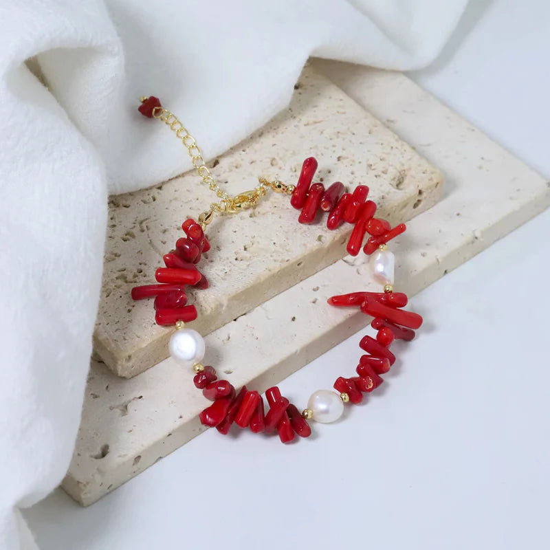 Bransoletka z koralu i pereł