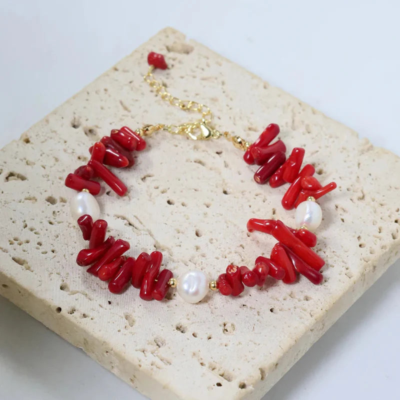 Bransoletka z koralu i pereł