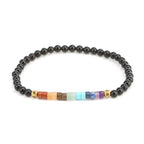 Bransoletka z naturalnych kamieni 7 czakr czarna obsydian