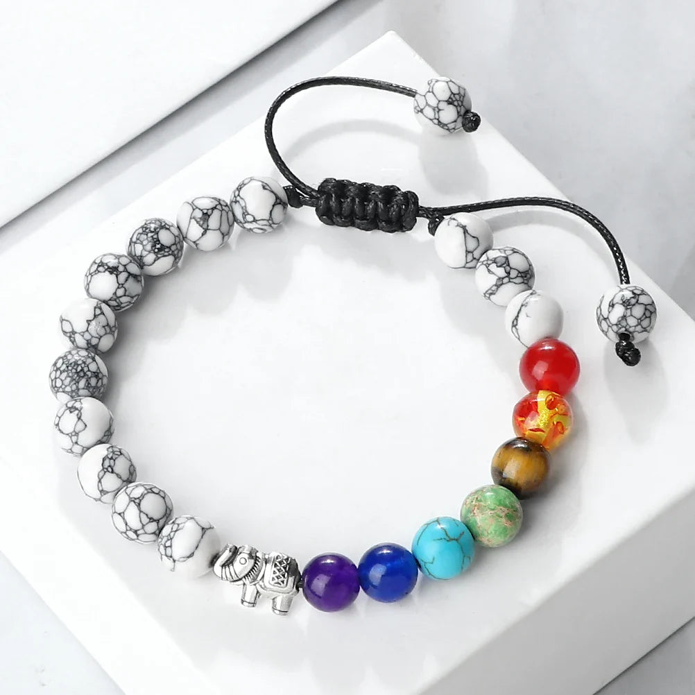 Bracelet en Pierres Naturelles et Eléphant 7 Chakras 5