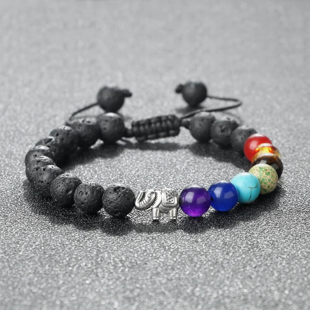 Bracelet en Pierres Naturelles et Eléphant 7 Chakras 3