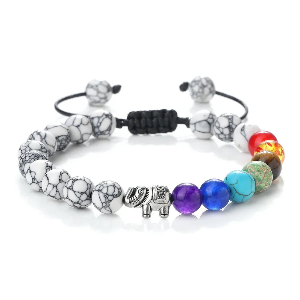 Bracelet en Pierres Naturelles et Eléphant 7 Chakras 5