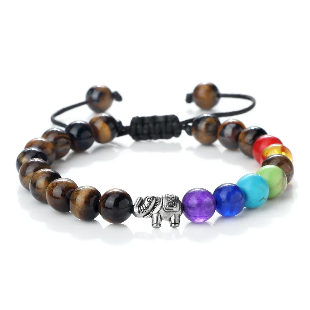 Bracelet en Pierres Naturelles et Eléphant 7 Chakras 9