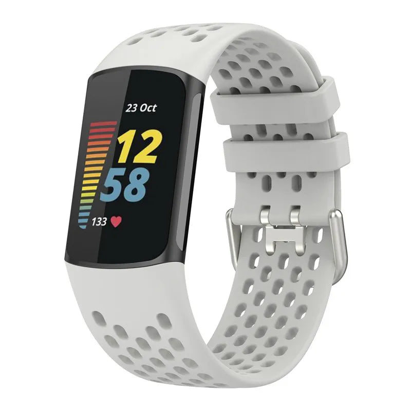 Silikonowy pasek do zegarka Fitbit Charge 5, Charge 6 biały
