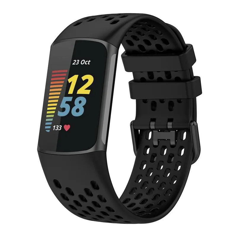 Silikonowy pasek do zegarka Fitbit Charge 5, Charge 6 czarny