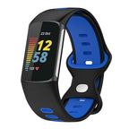 Silikonowy pasek do zegarka Fitbit Charge 5, Charge 6 czarno-niebieski
