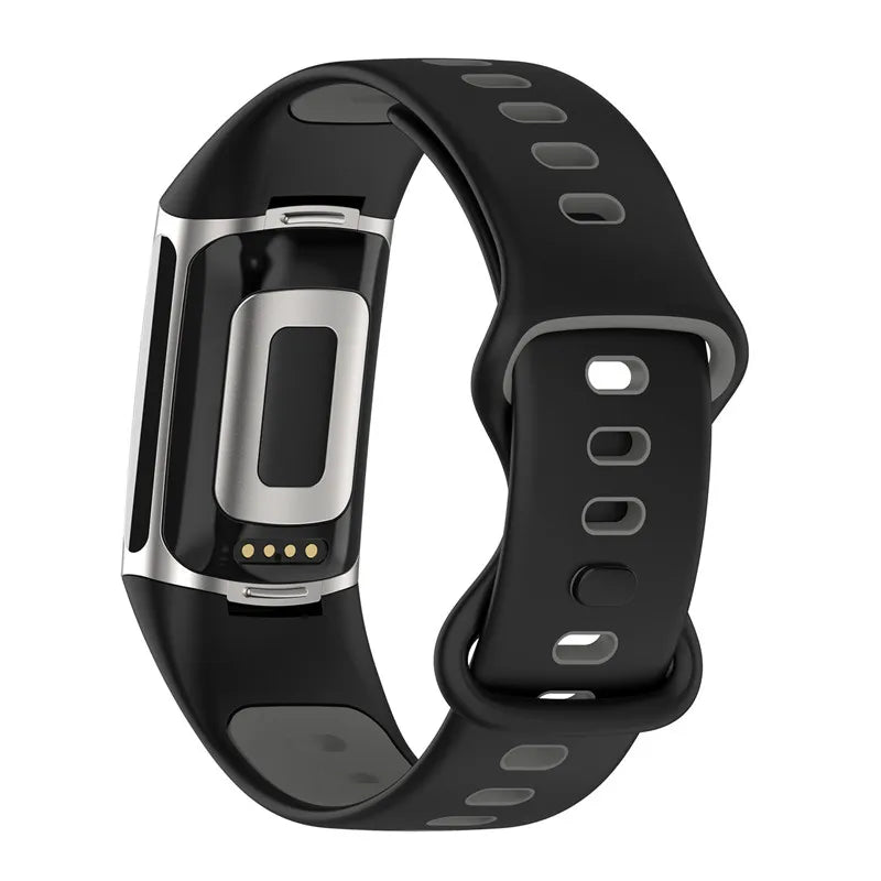 Silikonowy pasek do zegarka Fitbit Charge 5, Charge 6 czarny