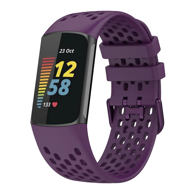Silikonowy pasek do zegarka Fitbit Charge 5, Charge 6 fioletowy