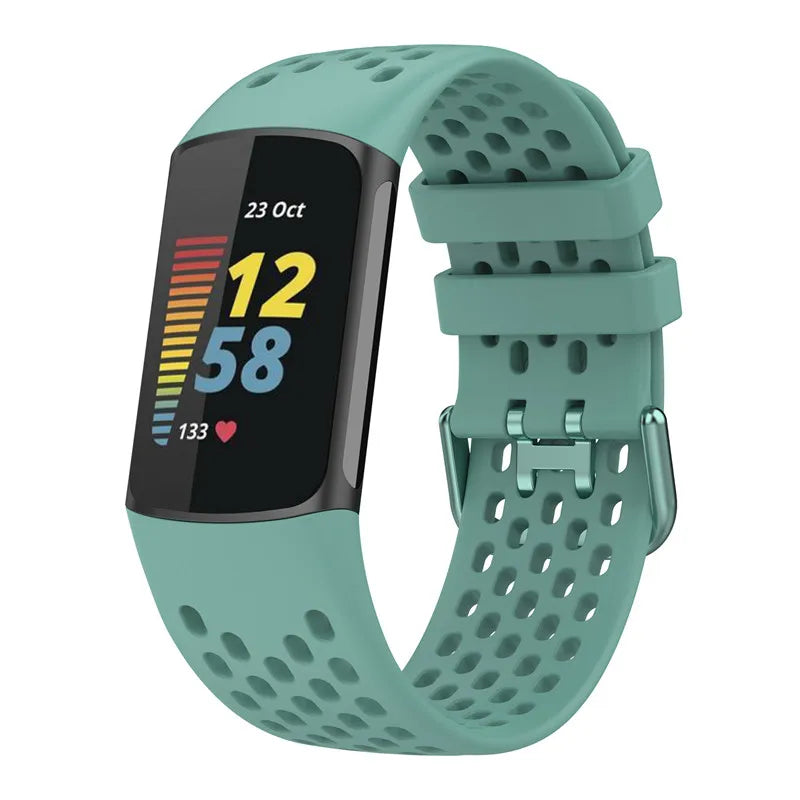Silikonowy pasek do zegarka Fitbit Charge 5, Charge 6 zielono-niebieski