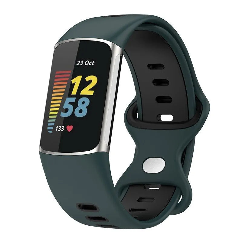 Silikonowy pasek do zegarka Fitbit Charge 5, Charge 6 zielony
