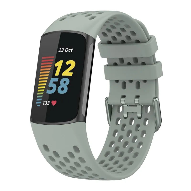 Silikonowy pasek do zegarka Fitbit Charge 5, Charge 6 szary