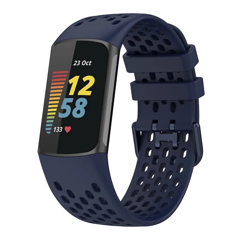 Silikonowy pasek do zegarka Fitbit Charge 5, Charge 6 granatowy