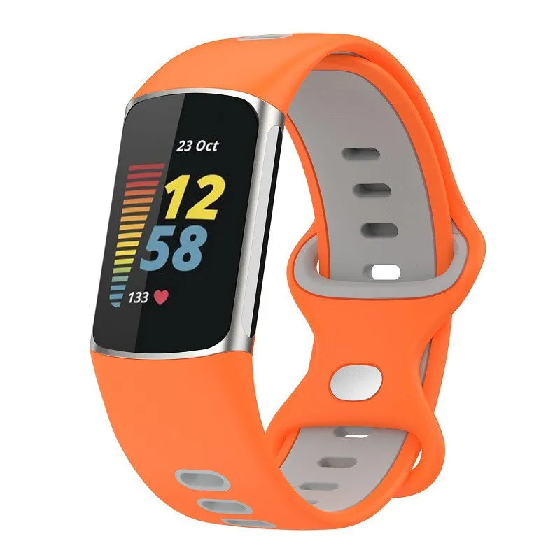 Silikonowy pasek do zegarka Fitbit Charge 5, Charge 6 pomarańczowy
