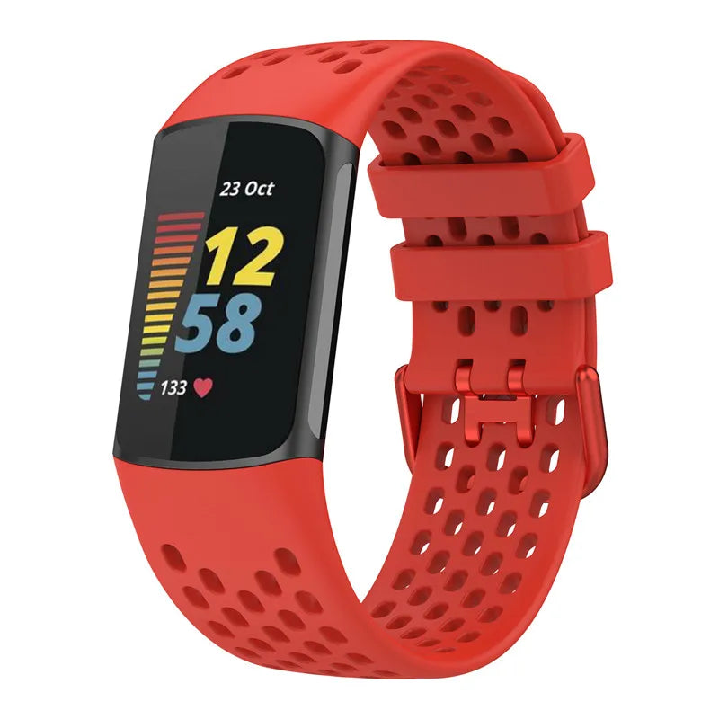 Silikonowy pasek do zegarka Fitbit Charge 5, Charge 6 czerwony