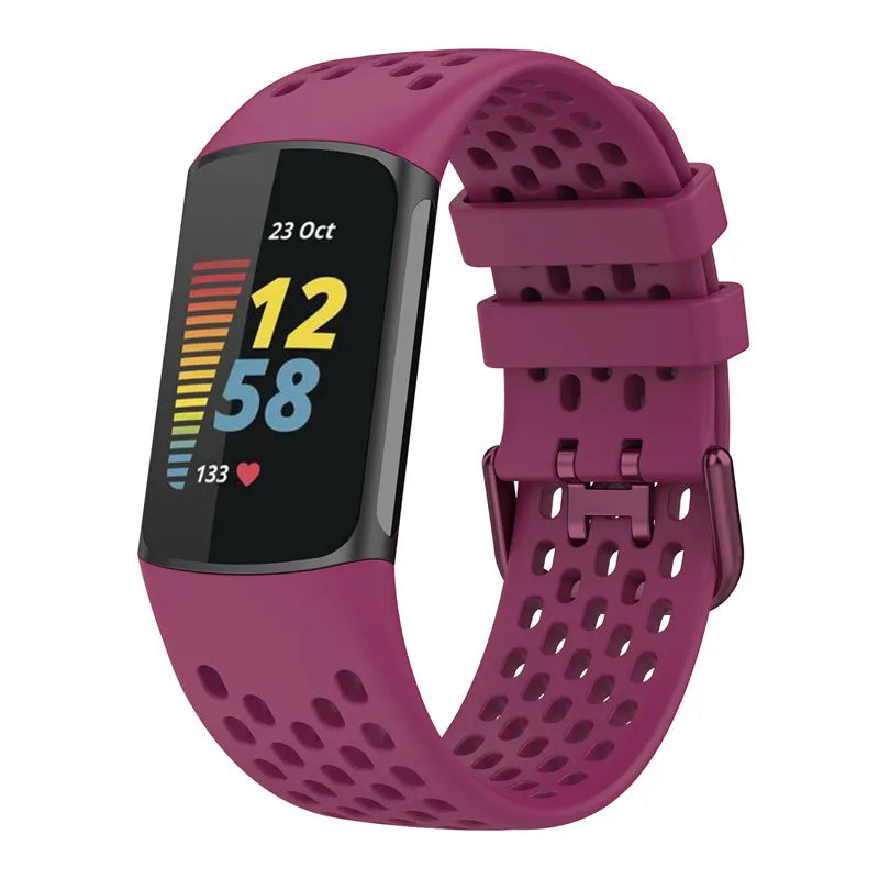 Silikonowy pasek do zegarka Fitbit Charge 5, Charge 6 fioletowy