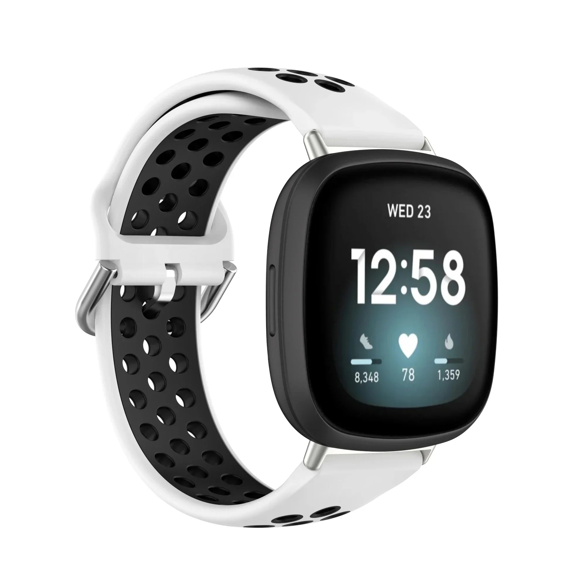 Silikonowy pasek do zegarka Fitbit Versa 3, Versa 4, Sense 1 i Sense 2 biało-czarny