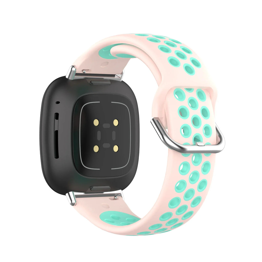 Silikonowy pasek do zegarka Fitbit Versa 3, Versa 4, Sense 1 i Sense 2 różowo-cyjanowy