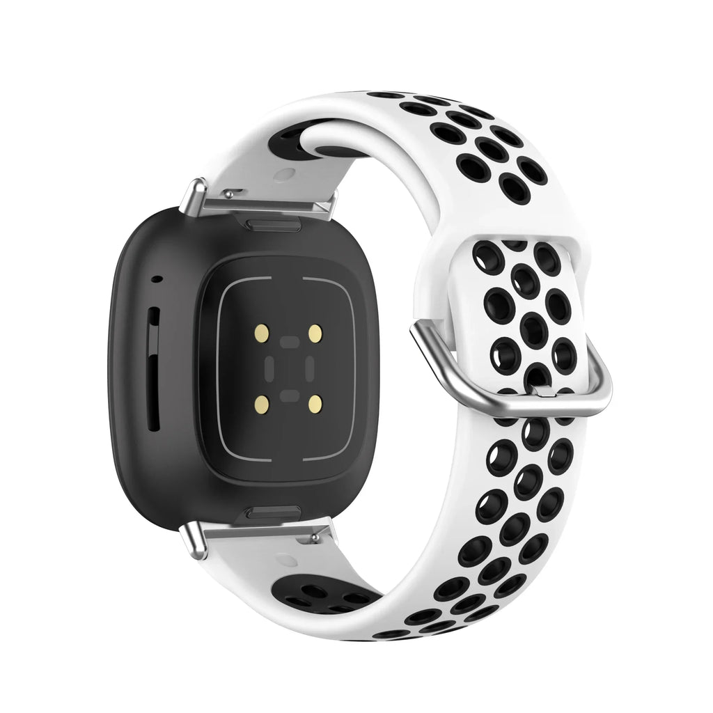 Silikonowy pasek do zegarka Fitbit Versa 3, Versa 4, Sense 1 i Sense 2 biało-czarny