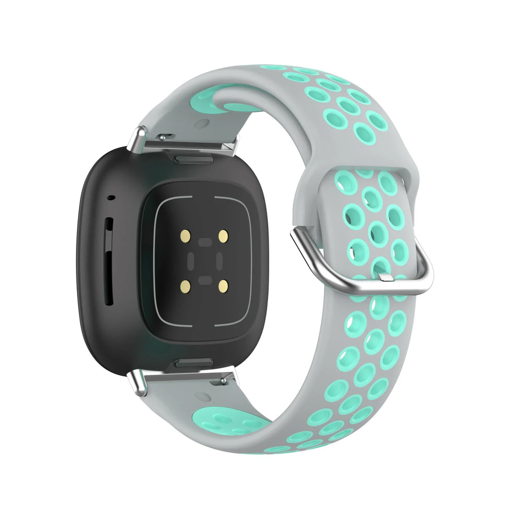 Silikonowy pasek do zegarka Fitbit Versa 3, Versa 4, Sense 1 i Sense 2 szaro-cyjanowy